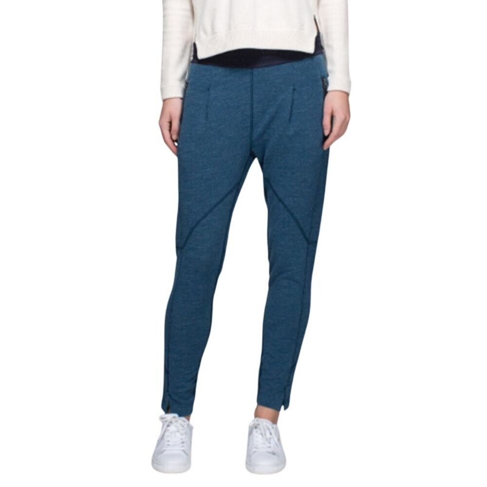 LULULEMON All In Pant Joggers Sweatpant Sz 6 Blue French Terry Knit Outdoor